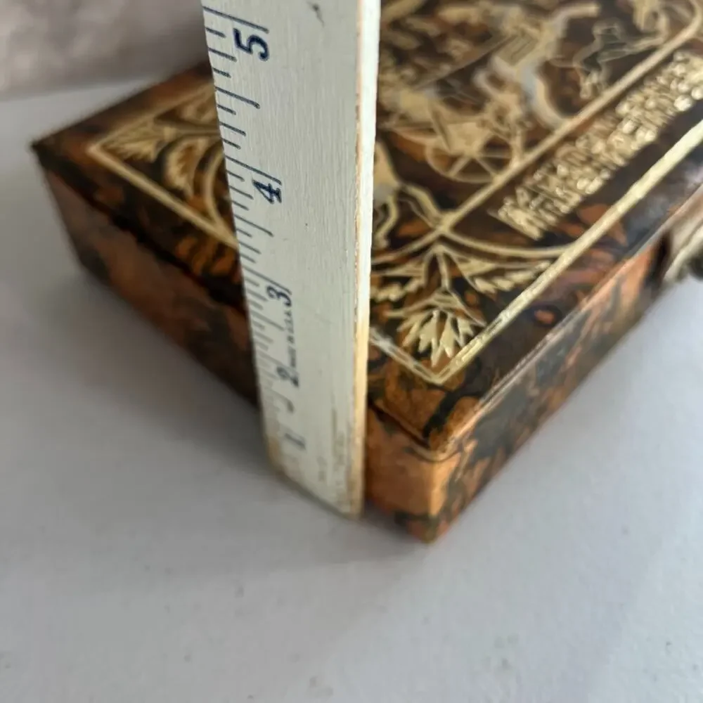 Egyptian Leather Jewelry Box Handmade Chariot Design Trinket Box Embossed